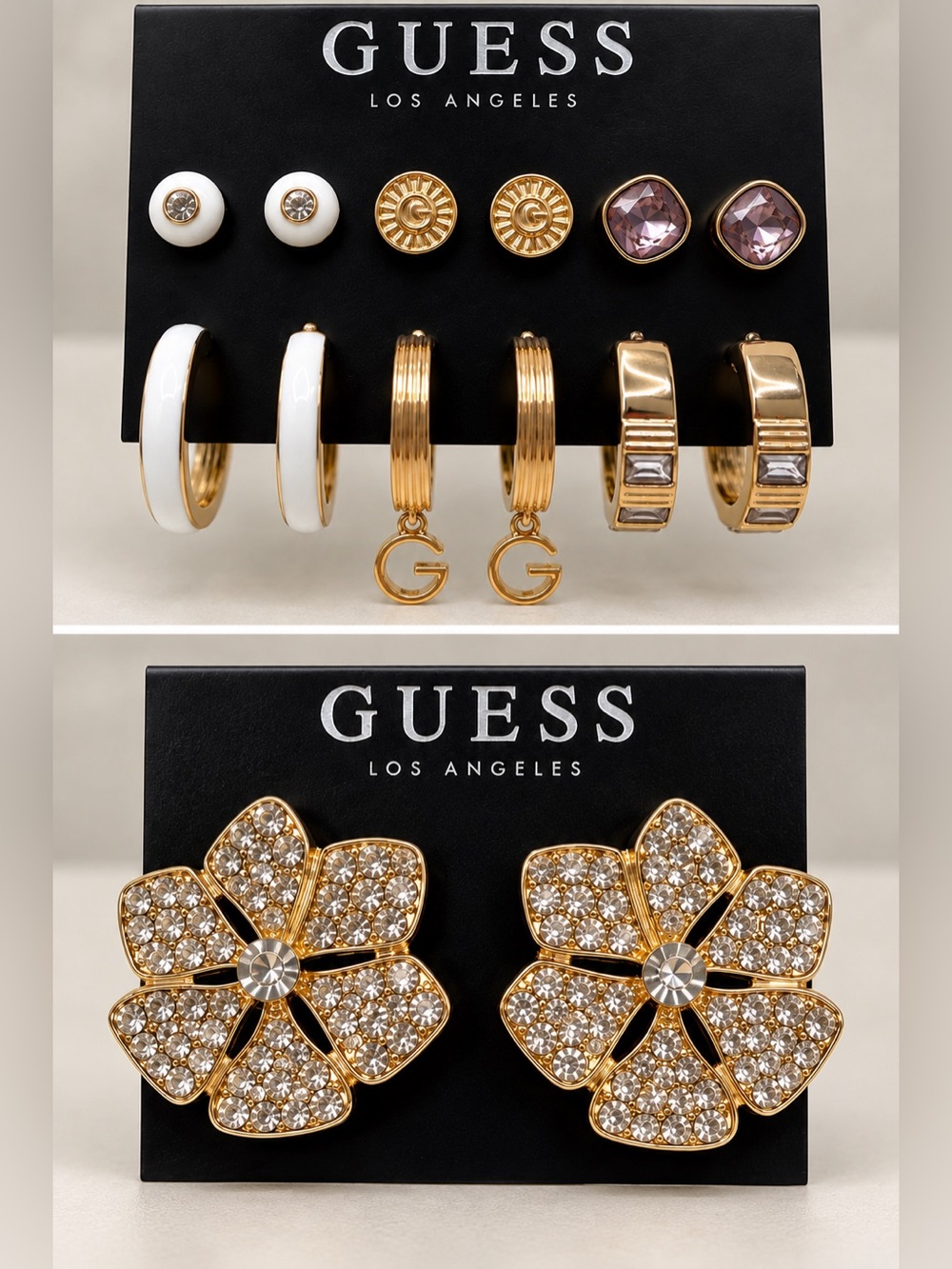 GUESS Gold & White Earring Set - Gold and White Multi-Pair Pack